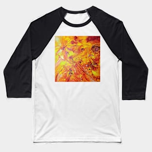 Abstract Flowers - yellow red Baseball T-Shirt